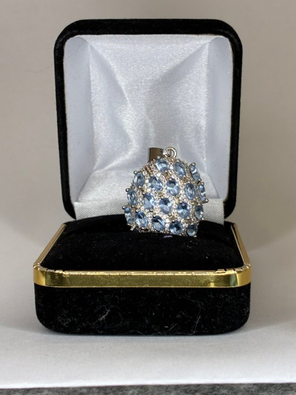 Tanzanite, CZ silver pendant